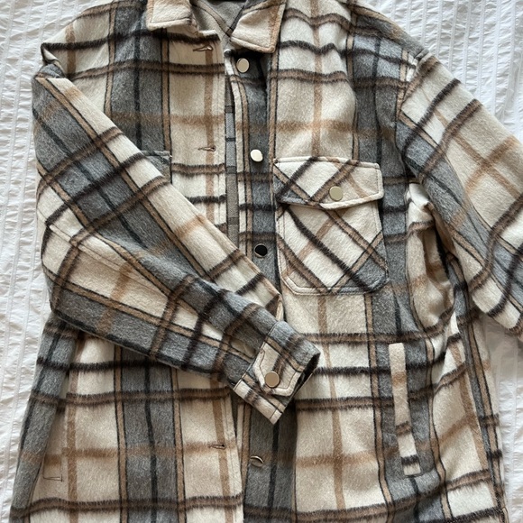 Zara Neutral Plaid Jacket - Picture 2 of 7